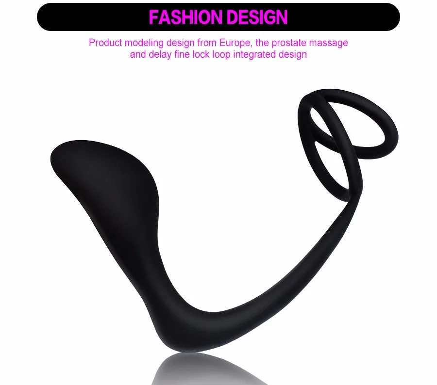 LURE Silicone Double loop anal plug dilators Male Prostate Massager Cock Ring Sex Toys Butt Plug for Men gay Adult Erotic shop 4