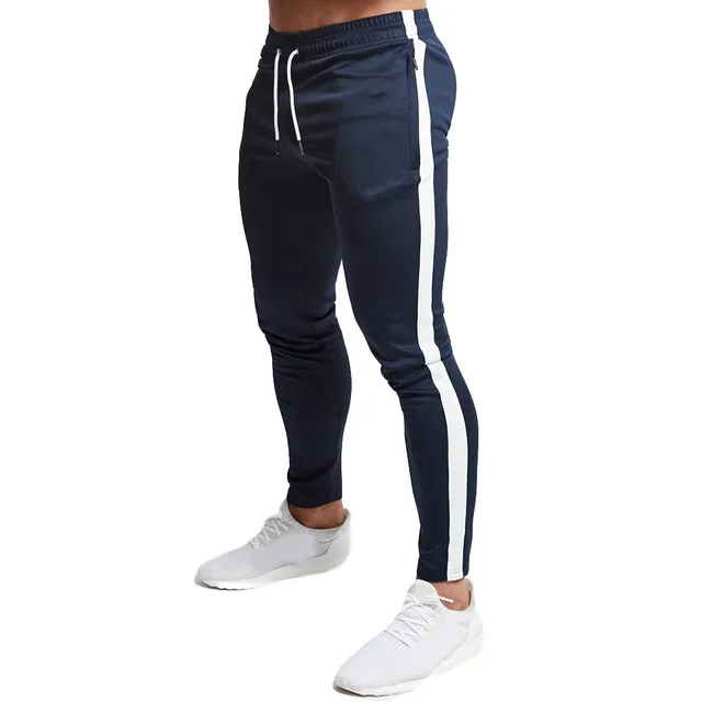 DSstyles Pants Men Sports Pants Fashionable Elastic Waistband Solid Color Pants Zipper Sports Trousers 