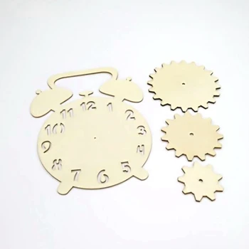 

6 PCS Home Decoration Wood Wooden alarm clock gear Standing Wedding Part Birthday Development of children's DIY intelligence