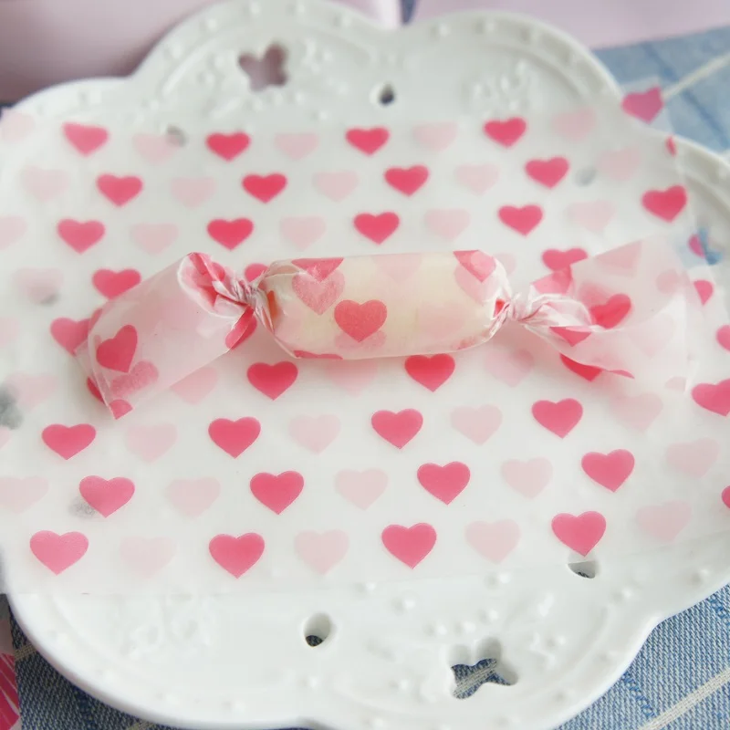 9*12CM 100pcs red heart candy Paper for food sweet taffy nougat