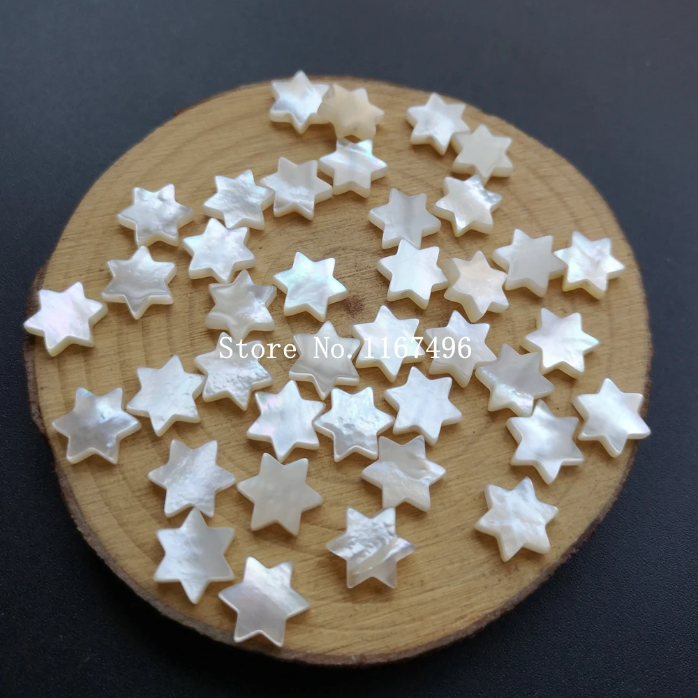 

100pcs /lot 10mm Drilled White David star Mother Pearl Shell without Chain Natural David star MOP Mother Pearl for DIY Jewelry