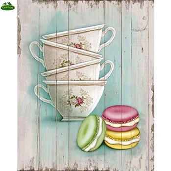 

5D DIY Diamond Painting Bowl and Macaron Cake Embroidery Cross Stitch Rhinestones Diamond Mosaic Resin Craft YHAll Stickers