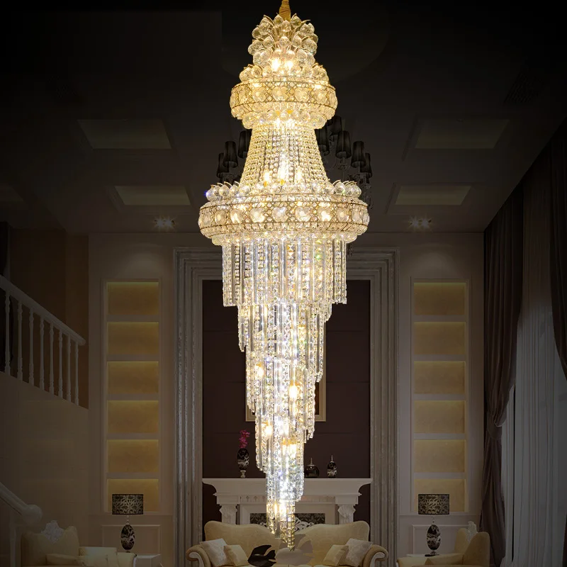 

Large Modern Led Chandelier Lighting 110-240V Lustres Gold K9 Crystal Chandelier Light Remote Control Hotel Engineering