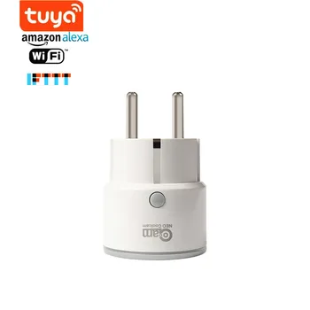 

Hot Selling 10A EU French Version Wifi Smart Power Plug Control Light turn on/off support Amazon Alexa and Google home