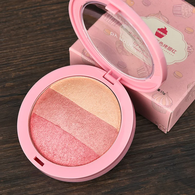 

Brand 3 Mix Color Primer Brighten Face Glitter Blush Powder Palette Base Highlighter Makeup Contour Blusher Cosmetics