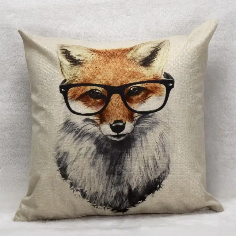 

Mr. Fox Vintage Cotton Linen Pillow Cover Sofa Throw Cushion Cover Home Decor Coussin Decoration Almofadas Travesseiro Hot Sale