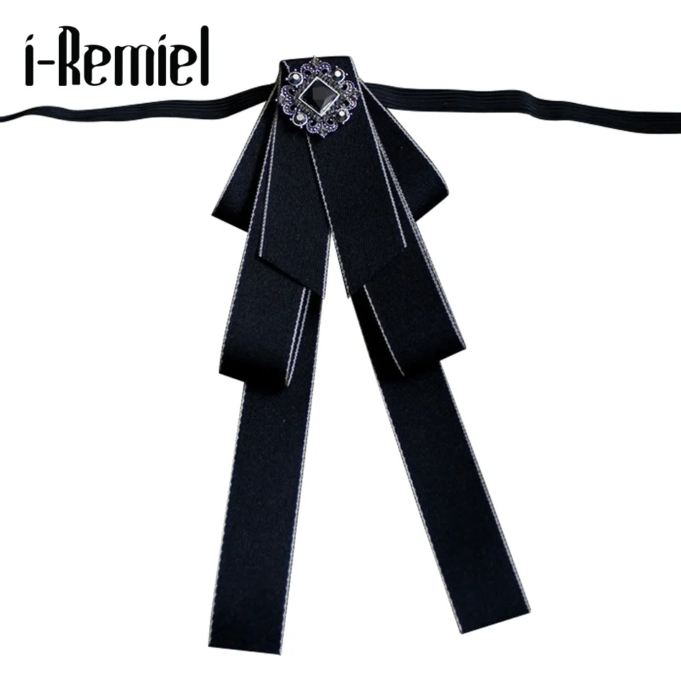 

i-Remiel Tie Bowtie Bow Brooch Rhinestone Flower Crystal Cloth Art Pins And Brooches Luxury Wedding Dress Broche Broches Women