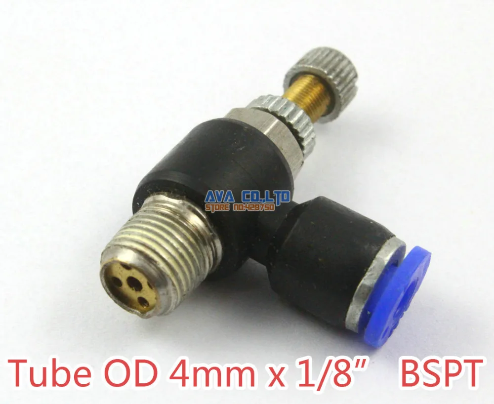 10 Pieces Tube OD 4mm x 1/8" BSPT Air Flow Speed Control Valve Pneumatic Connector Push In To Connect Fitting | Обустройство дома