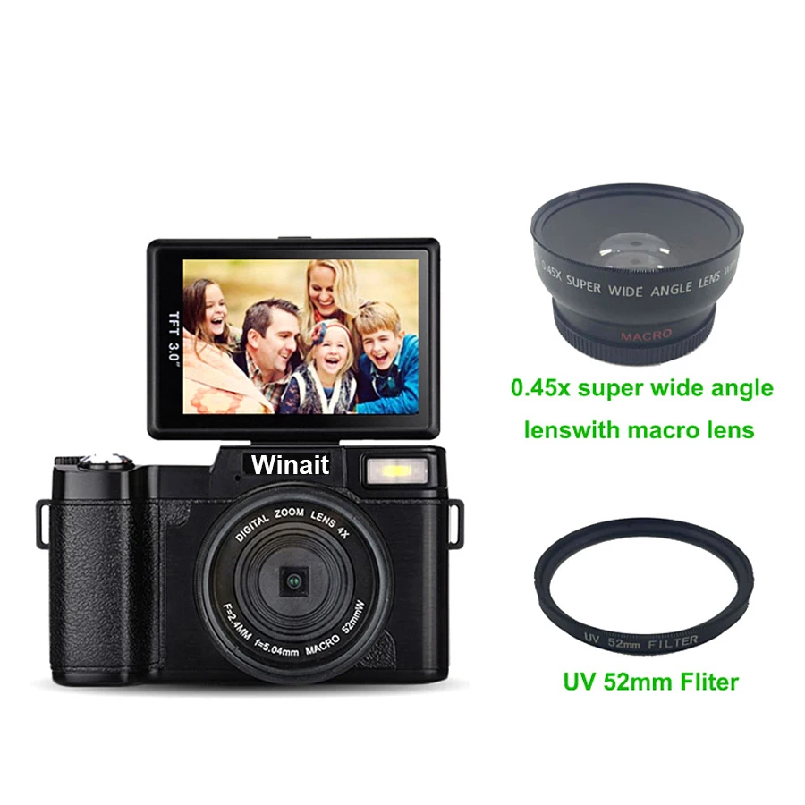 Winait Full hd 1080p SLR аналогичная Цифровая видеокамера с 3 0 дюймовым TFT дисплеем 24