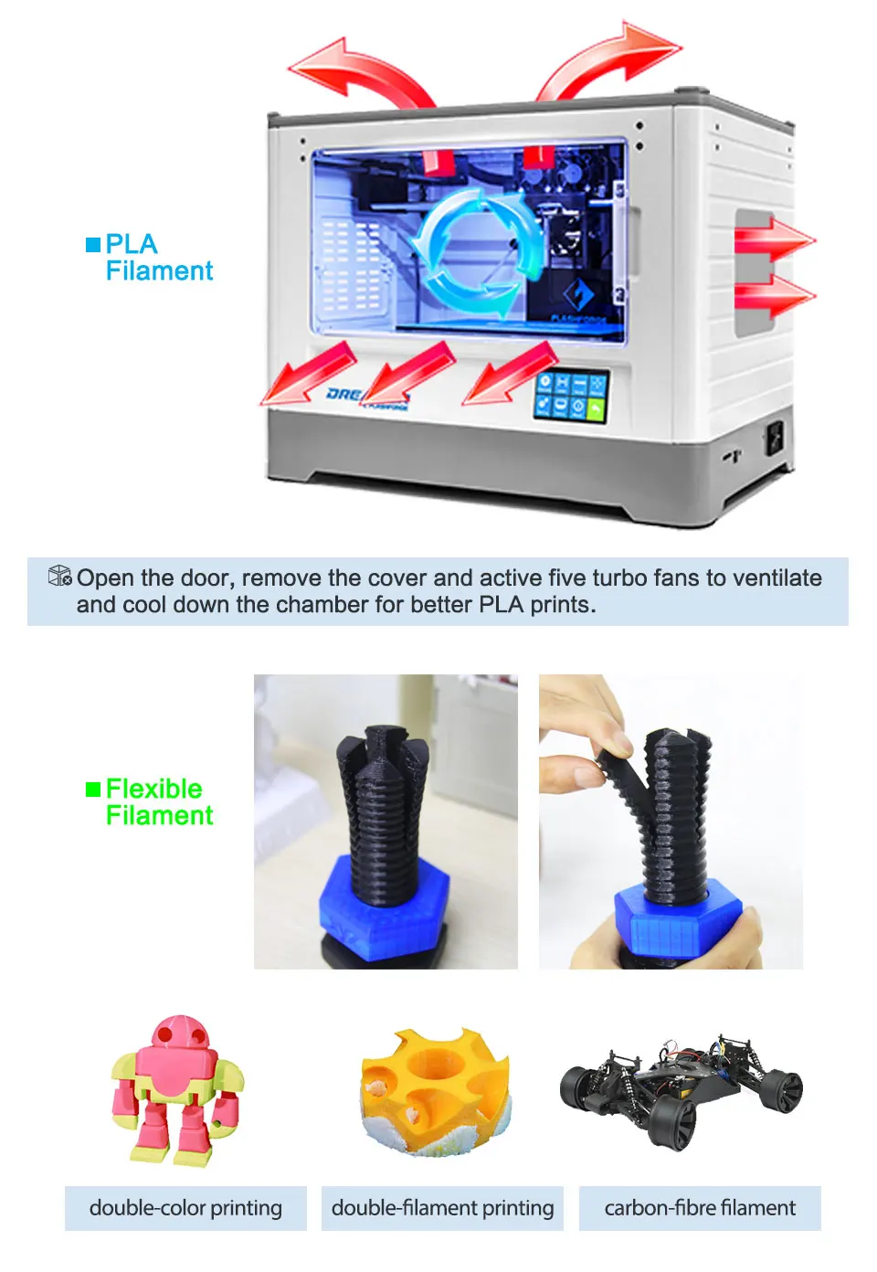 Flashforge 3D Printer FDM Dreamer Dual color  