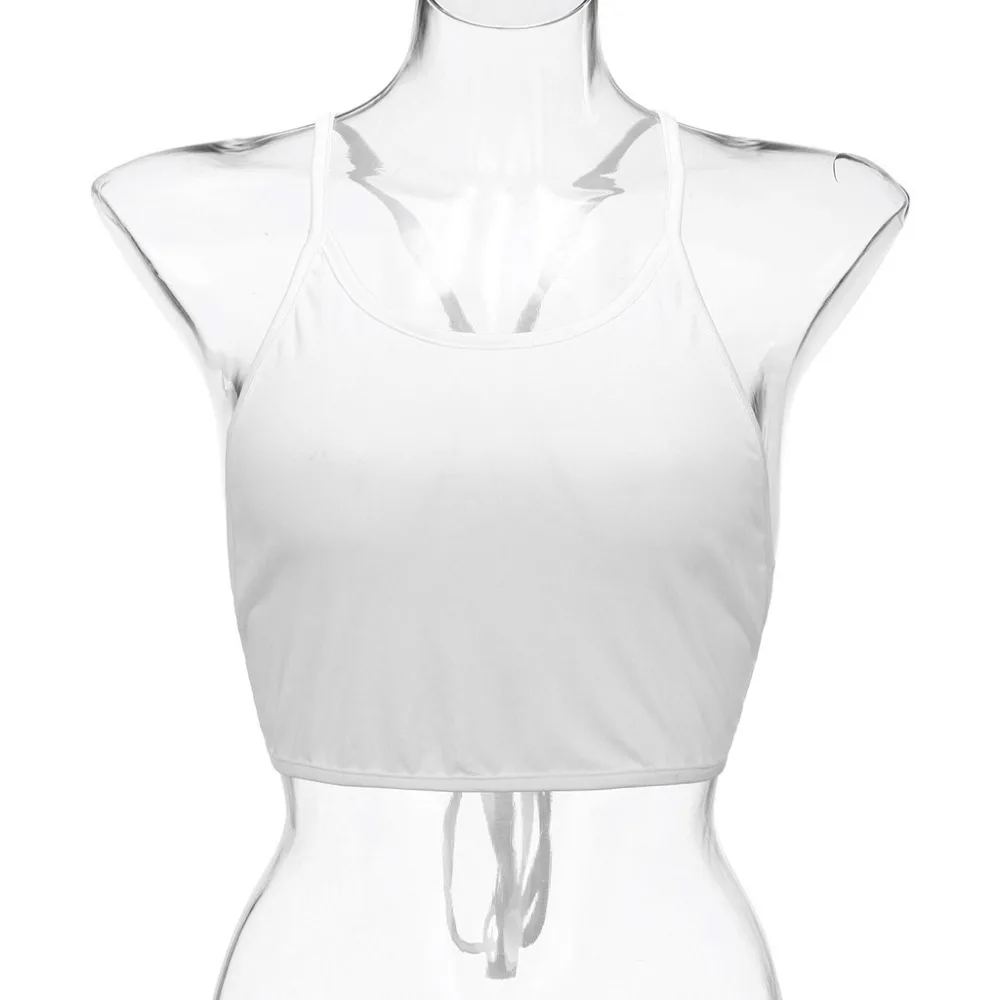 2019 womens tops and blouses summer solid color sleeveless wrap halter strap with sexy short crop top pretty blouses women 40J12 (26) - 