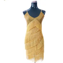 Stunning Stage Dance Costume 1920s Great Gatsby Style Sequin Tassel V-Neck Cocktail Latin Party DressFringed Flapper Dresses