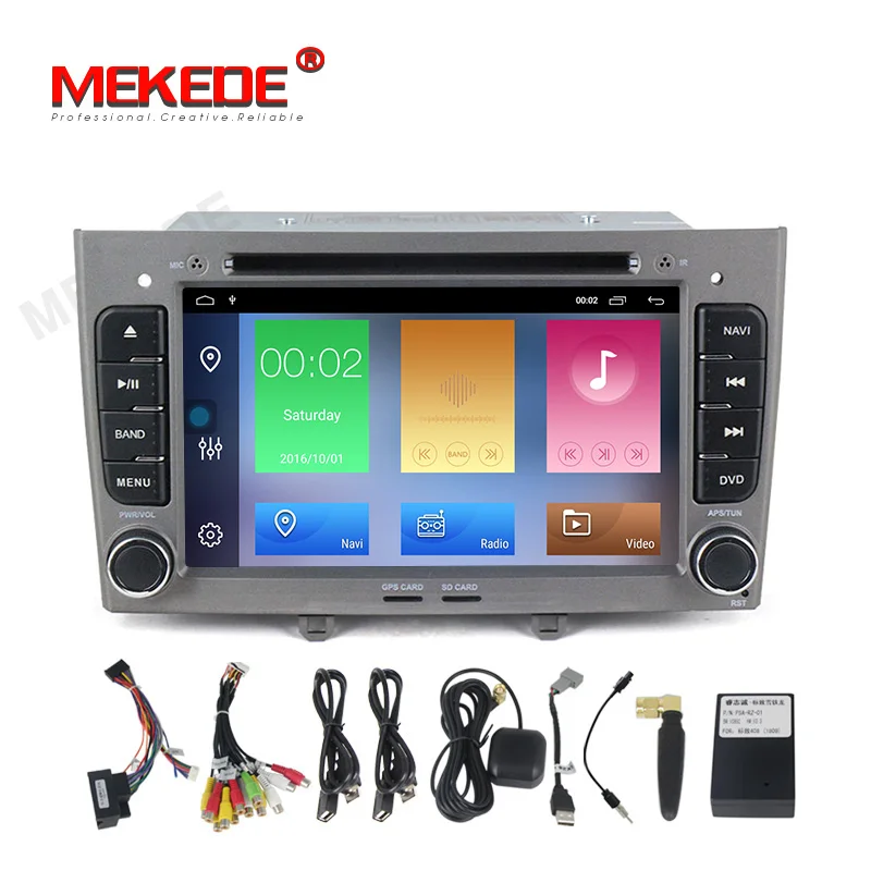 Perfect MEKEDE 2 din car dvd player Android 9.1 autoradio multimedia player for PEUGEOT 308 2007-2013,408 2011-2014 with gps navigation 5