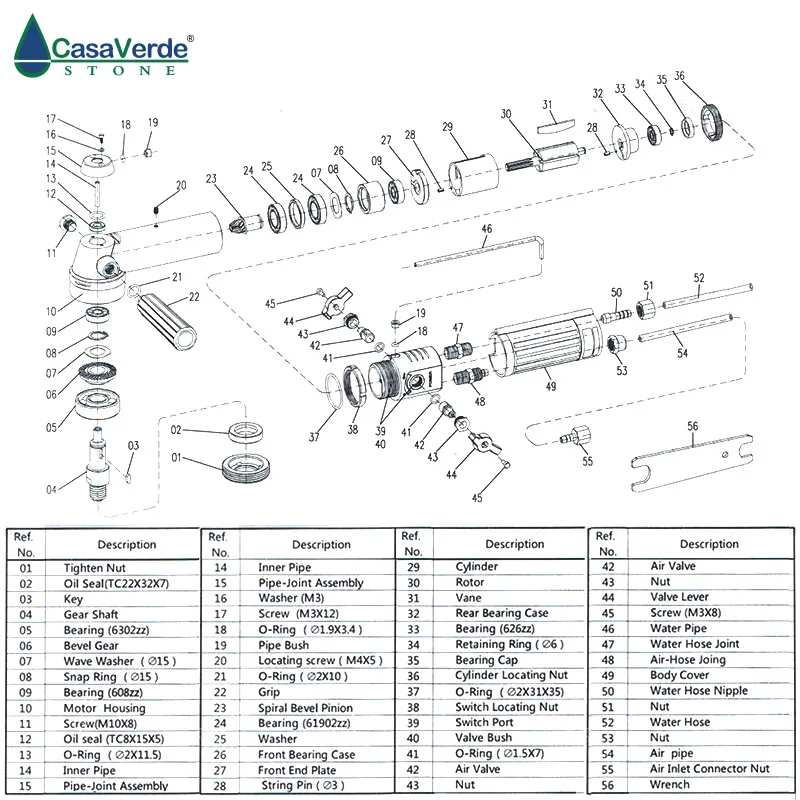 Casaverde side exhaust air polisher stone grinder machine M16/M14 or 5/8-11 arbor for polished stone 6