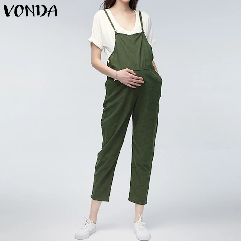 VONDA maternidad Clothings 2019 Correa embarazada monos mujer Casual pantalones de embarazo pantalones sin mangas monos