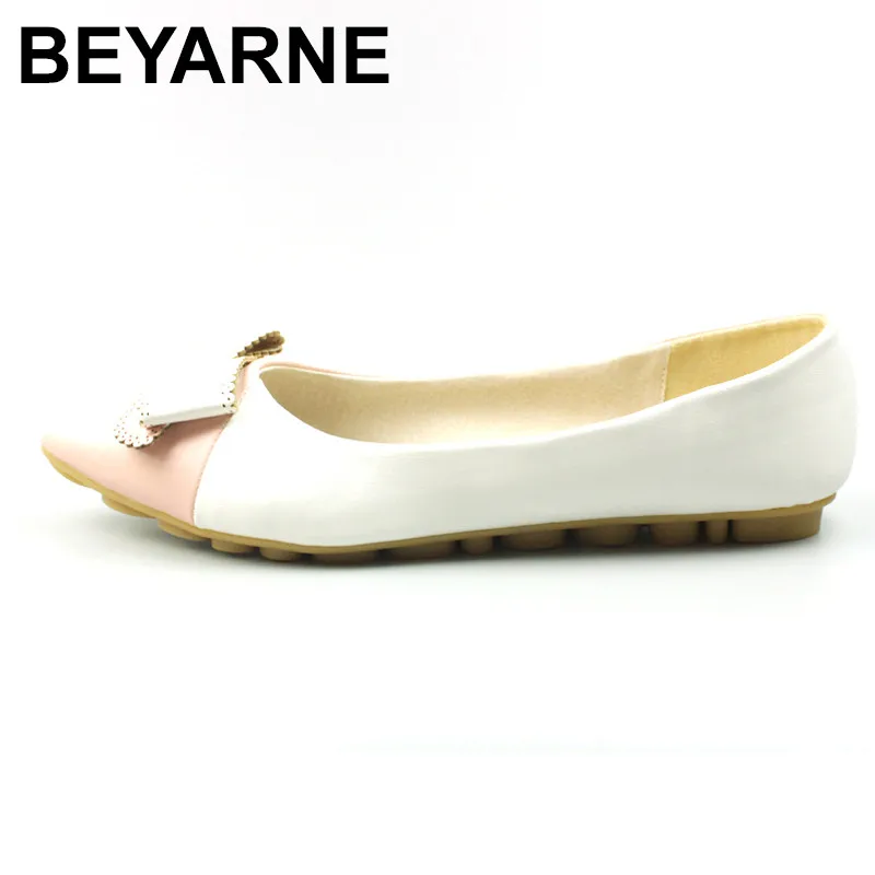 

BEYARNE Spring Footwear Women Ballet Boat Flats Shoes Sweet Elegant Shoes Woman Slipony Mix Color Pointed Toe Ladies Boat Shoes