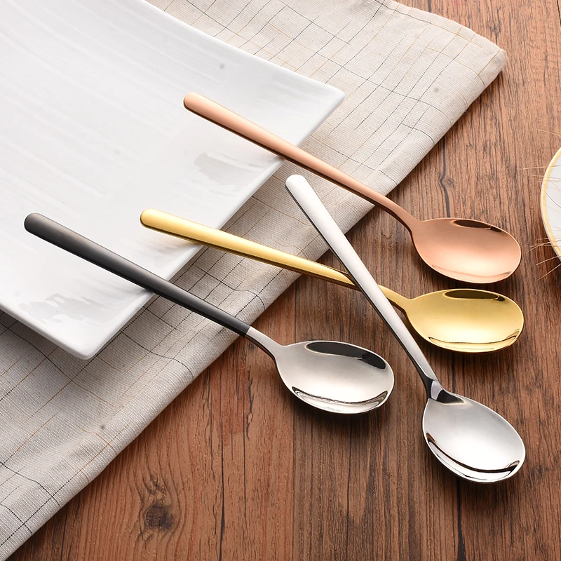 2PC Korean Spoon Set Stainless Steel Extra Fine Dinner Spoon Dinnerware With Long Handle