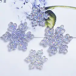 8pcs 16mm 26mm Transparente Glitter Snowflakes Seguinte A Partir De Lodo de DIY Material De Acessórios Para o Cabelo Acessórios de Enchimento