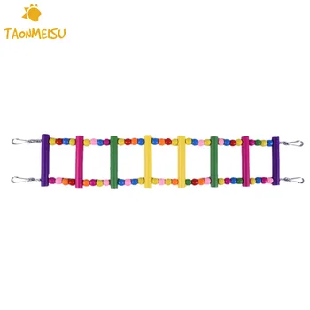 

Pet Bird Parrot stand toys Toy Natural Wood Ladder Toy with Steel Wire Wooden supplies for Parrot birds hammock Free Shipping