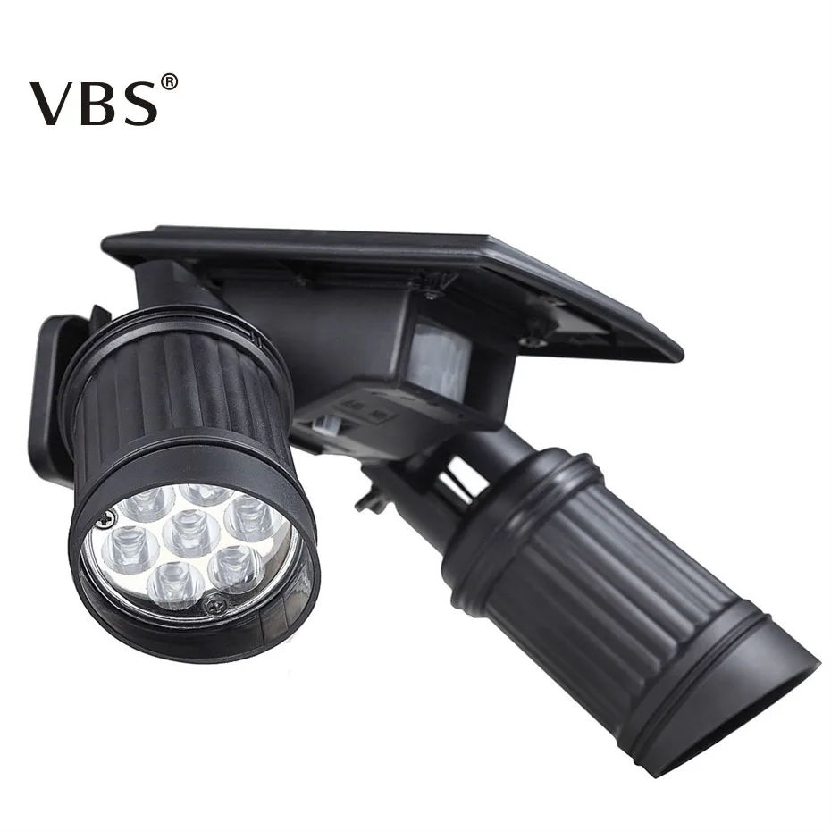

Modern Solar Powered PIR Motion Sensor Solar Lamp Dual Head Spotlight Outdoor Waterproof 14 LEDs Garden Driveway Wall Light