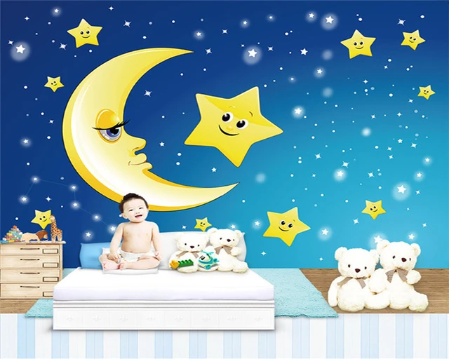 Baby Moon And Stars Wallpaper