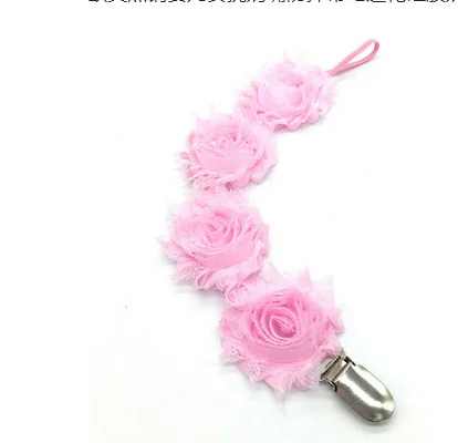 Детская роза цветок соски цепи для соски младенческой соска держатель ремень цепи Кормление пустышка Клип уход за младенцем - Цвет: Розовый