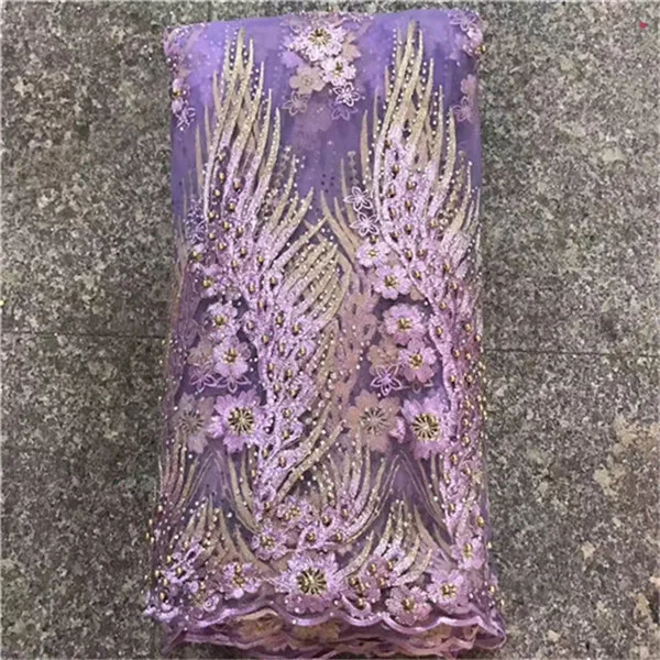 최신 오렌지 컬러 아프리카 레이스 원단 2019 핑크 비즈 고품질 아프리카 명주 레이스 원단, 럭셔리 디자인 전체 돌