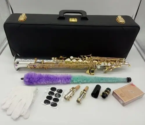

Brand New Japan Soprano Saxophone S9930 SW030 Silvering Sax Soprano Musical Instruments Professional Included Case