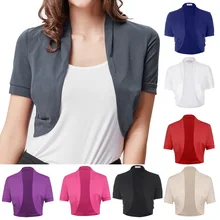 Женское пальто Шраг дамское летнее с коротким рукавом Плиссированные по бокам хлопковое Болеро Кардиган укороченный однотонный элегантное пальто