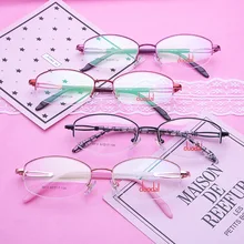 Очки для близоруких женщин Ультра-легкие деловые очки оправа полуоправы очки, Повседневная мода ретро металл