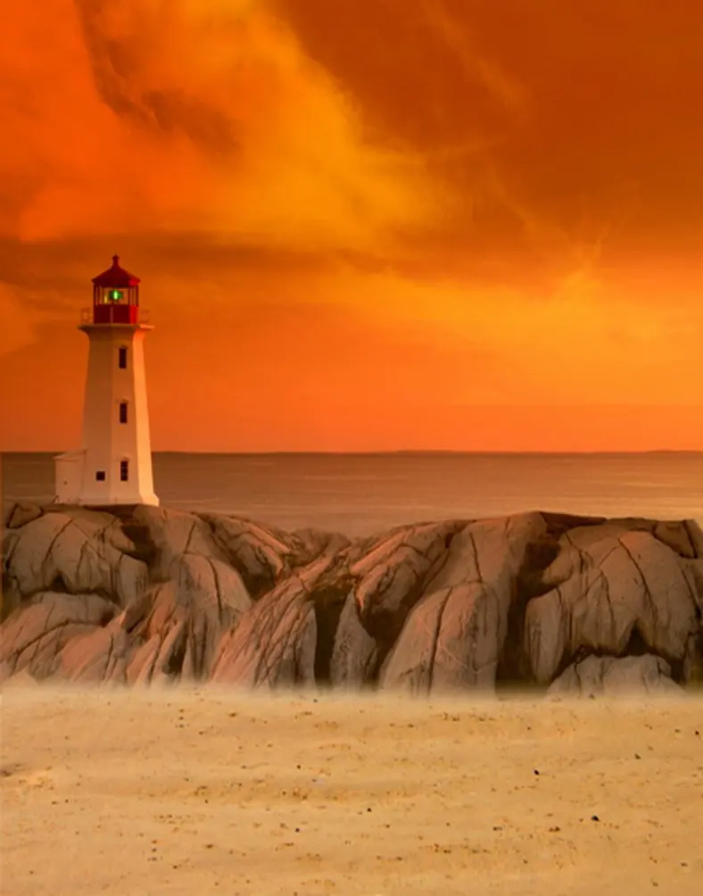 

5x7ft Orange Sky Building in Desert Photography Backdrops Photo Props Studio Background