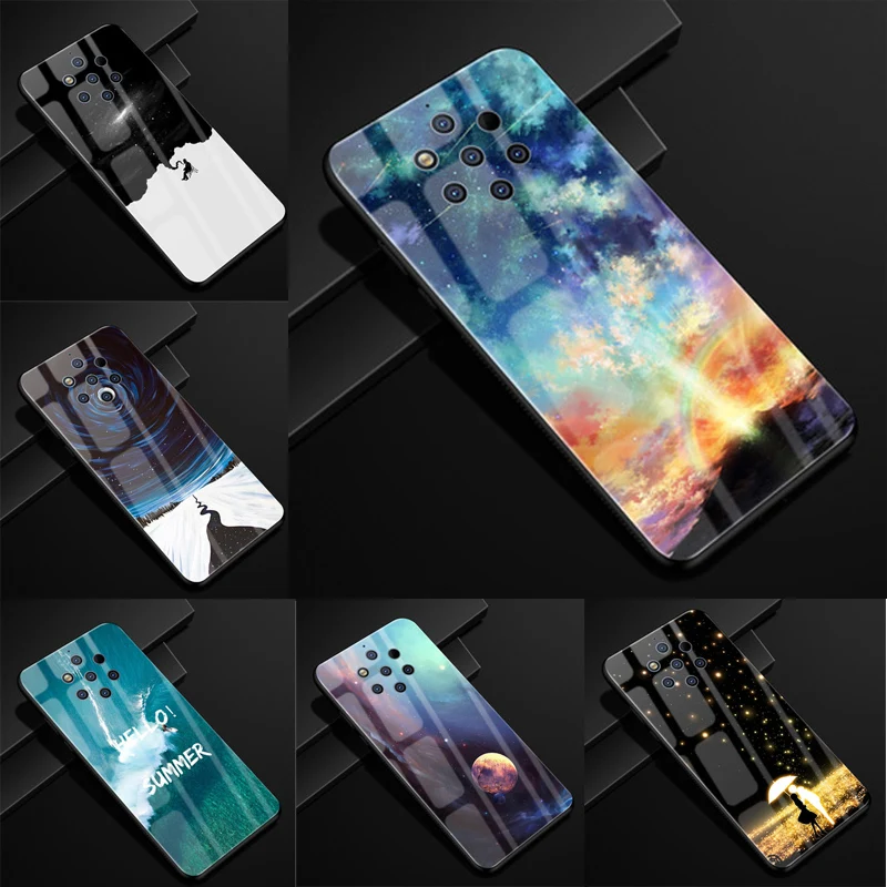 2PCS For Nokia 9 PureView Case Tempered Glass Glossy Back Cover For Nokia 9PureView Phone Shell Coque Nokia9 PureView Capa 2PCS For Nokia 9 PureView Case Tempered Glass Glossy Back Cover For Nokia 9PureView Phone Shell Coque Nokia9 PureView Capa