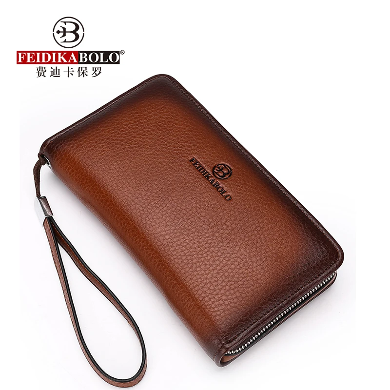 Fashion Leather Men's Wallets Fashion Black Men Purses Bags Business Long Design Male Wallets Men Zipper Around Men Clutches