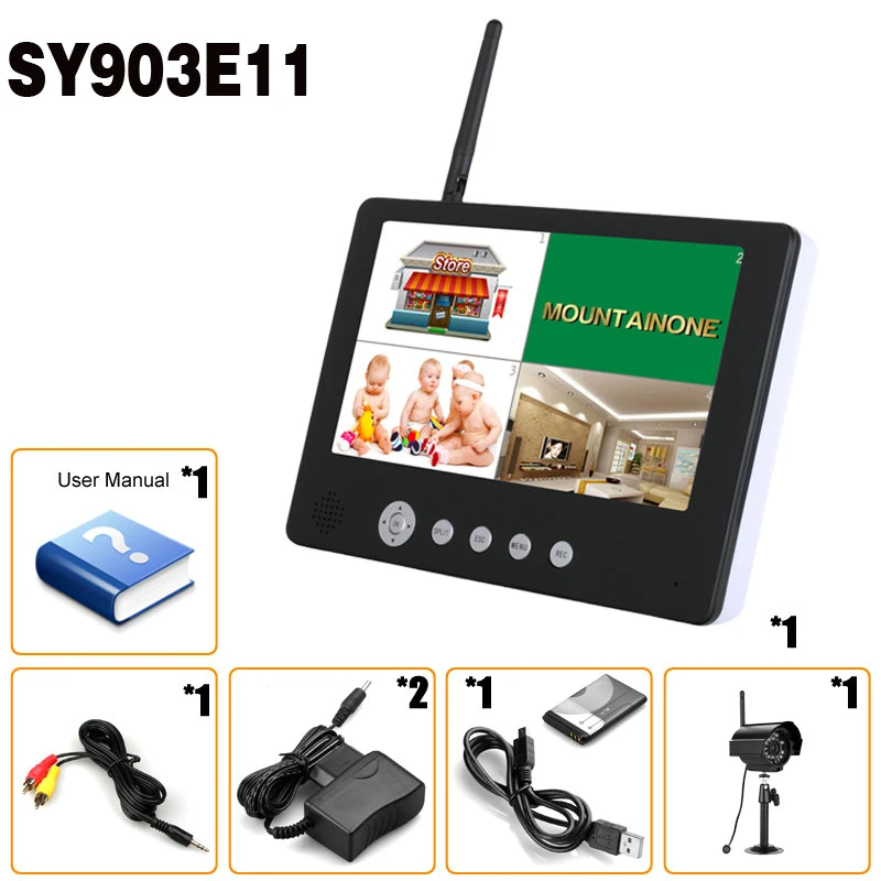 9 дюймовый TFT цифровой 2 4G беспроводные камеры Открытый 4CH Quad DVR монитор