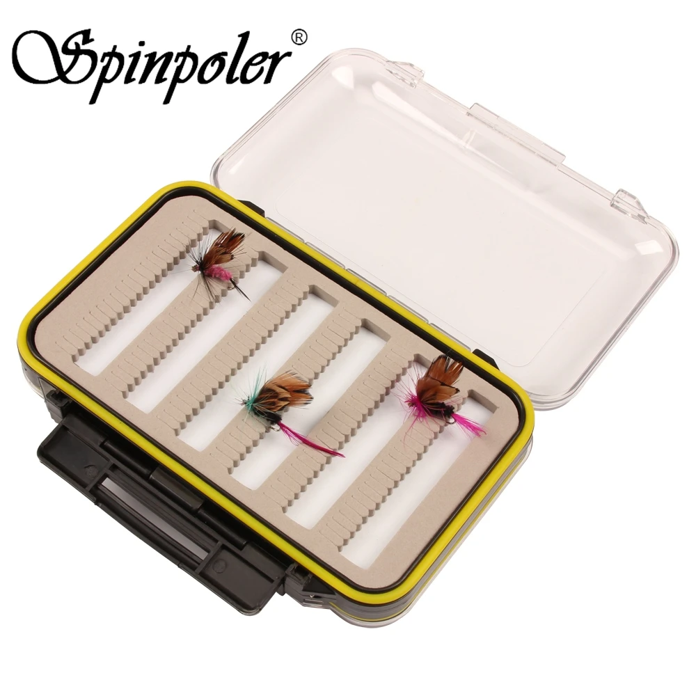 Spinpoler 1 шт. ABS Пластик пены Двусторонняя рыболовные приманки мушек Коробки