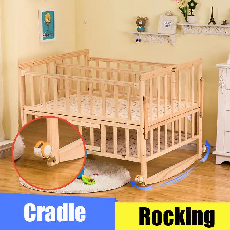 Baby Twins Crib With Mosquito Net Double Infant Wooden Bed Can