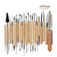 Arts Crafts 22pcs Clay Tools Pottery Carving Tool Set Pottery & Ceramics Wooden Handle Modeling Clay Tools 2