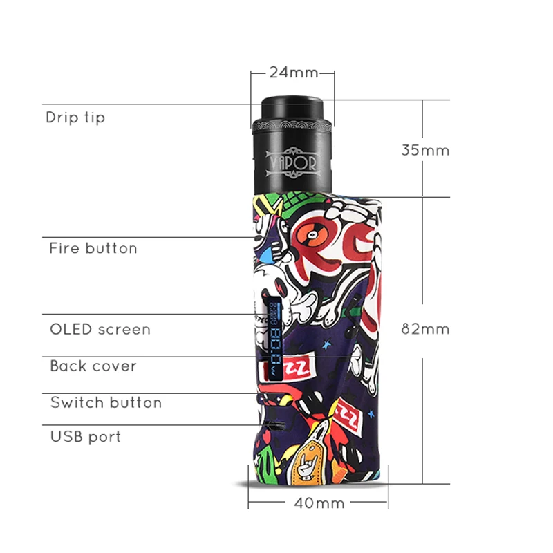 Оригинальный испаритель Vapor Storm Eco Pro & Lion RDA Tank 80 Вт бокс мод TC батарея 18650