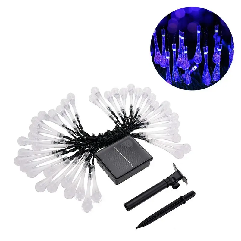 6.5M 30 LED Solar Water Drop String Lights Decorative for Christmas Tree Home Wedding Party Decoration (Blue) | Освещение