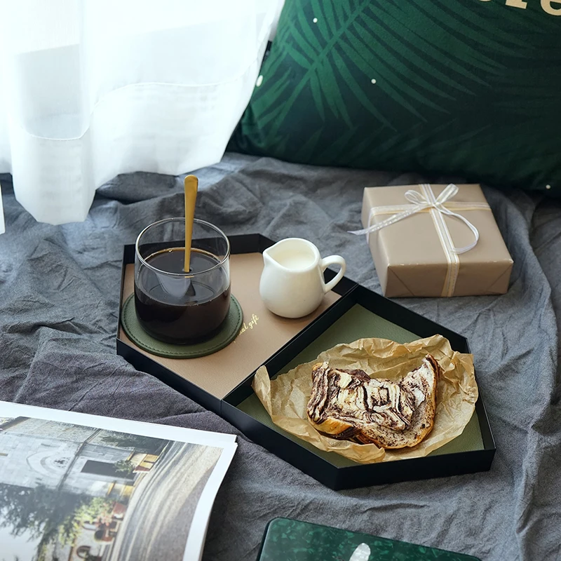 Поднос для хранения SWEETGO с кожаным домашним мелким поддоном Morandi торта украшение