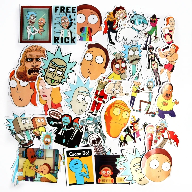 

35Pcs/bag Rick and Morty Funny Sticker cartoon Decal For Car Laptop Bicycle Motorcycle Notebook Waterproof Stickers