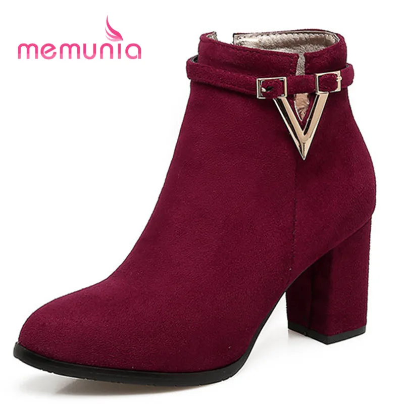 

MEMUNIA large size 33-43 women boots fashion metal decoration winter snow boots new arrive 2018 ankle boots
