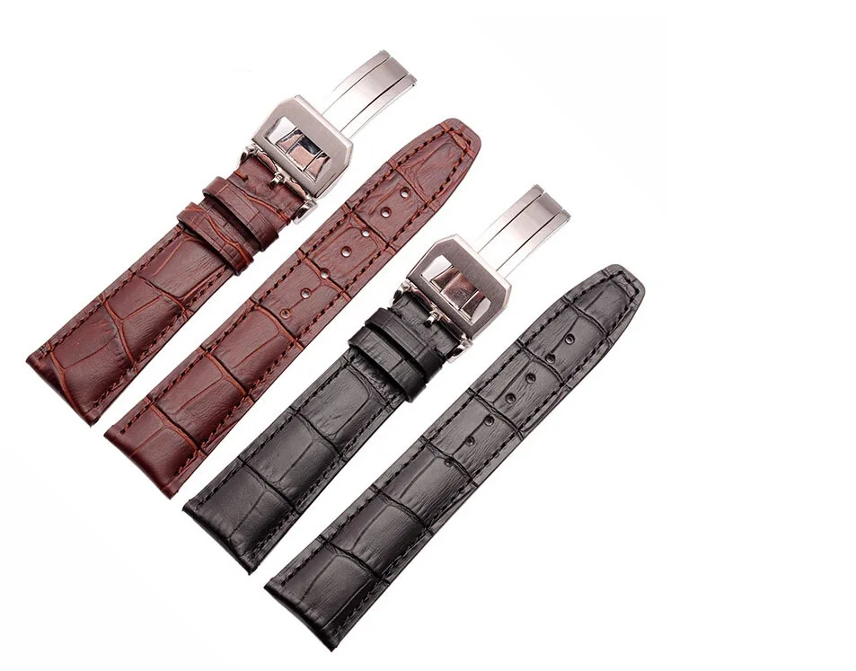 20mm 21mm 22mm Alligator Pattern New Men Black Genuine Leather Watch