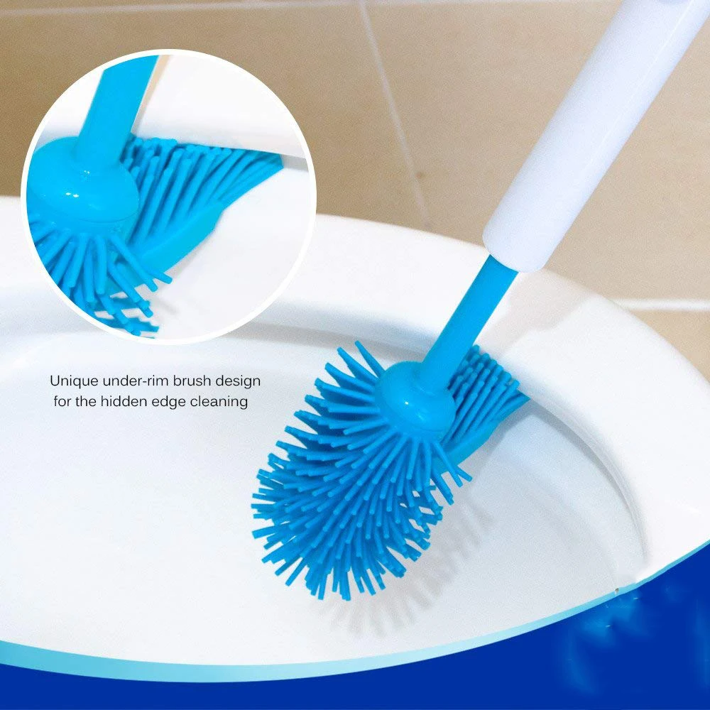 Günstige Silikon Wc bürste und Halter Badezimmer Weiche Borsten Wc Schüssel Pinsel Set Reinigung Pinsel Kit Langlebig Thermoplast Gummi