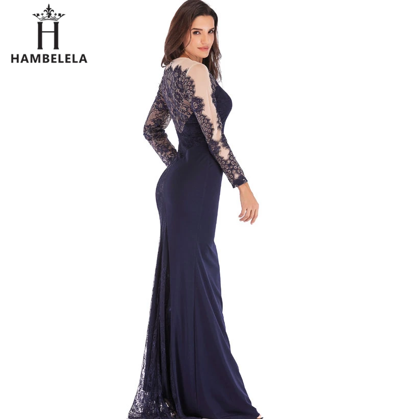HAMBELELA Elegant Lace Mermaid Evening Long Dresses 2019 Long Sleeve Lace Vestido Longo Formal Party Prom Gowns Vestido De Festa (10)
