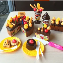 Игрушки для детей кухня дети играть Миниатюрная пластиковая еда для маленьких девочек шоколад разрезание торта ко дню рождения игрушки алименто brinquedos