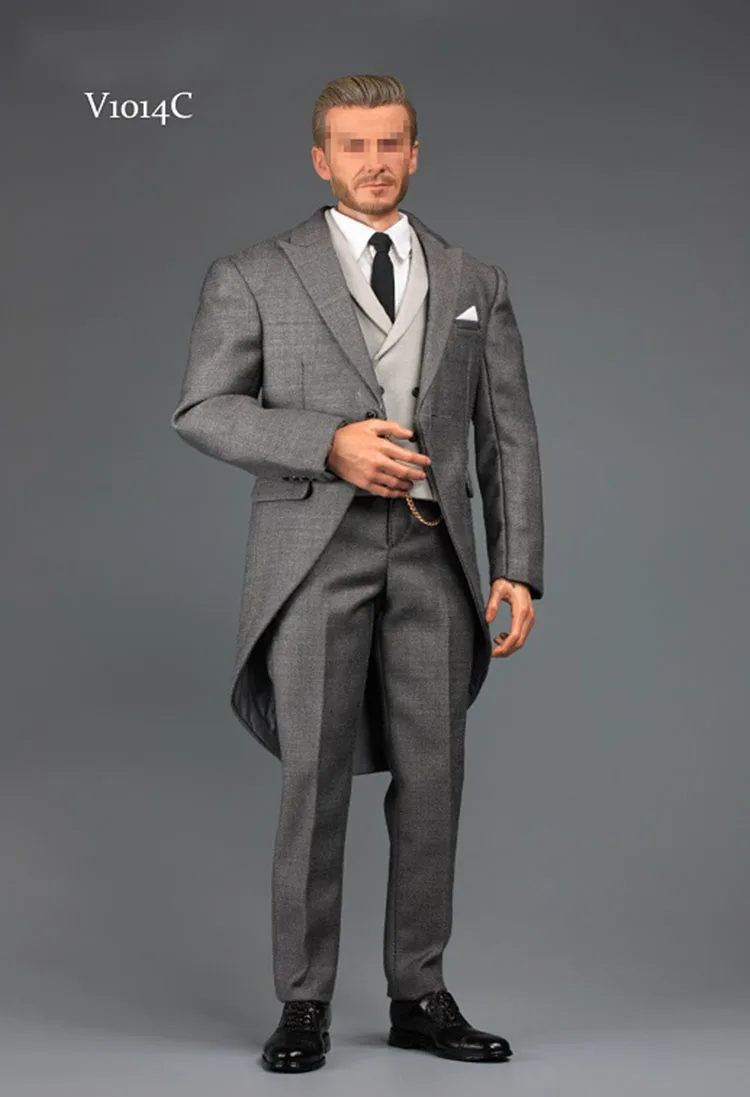 V1014A/B/C черный/серый 1/6 джентльменский костюм, комплект одежды, Королевский смокинг для 12 дюймов, Мужская фигурка, узкое плечо