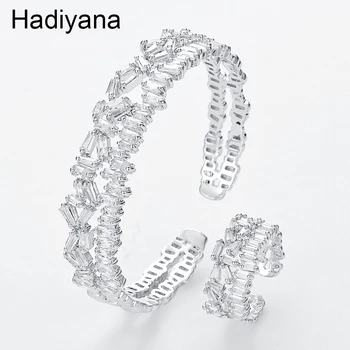 

Hadiyana 2018 New Luxury Bracelet / Ring Jewelry Sets Hot Shining Cubic Zirconia Copper Bride Wedding Jewelry Gifts BS3002