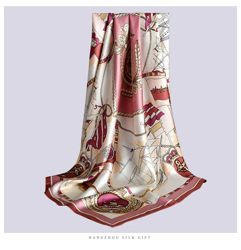 Женский квадратный шарф из натурального шелка, винтажный принт, натуральные шелковые шали, обертывания, женские шелковые шарфы, квадратный платок, большой размер