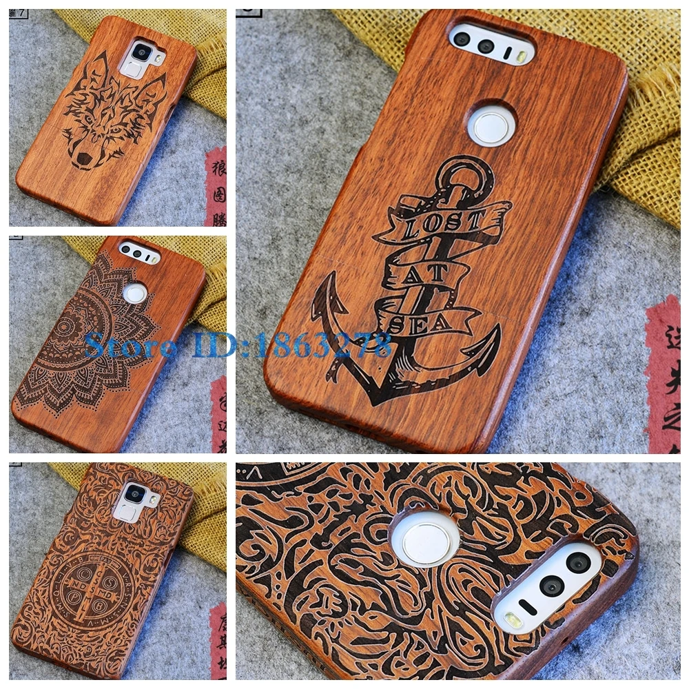 

Huawei Honor 8 Wood Case Anchor Pirate Vintage Real Wooden Carving Protector Cover Phone for Huawei Honor 7 Honor8 Coque Bag